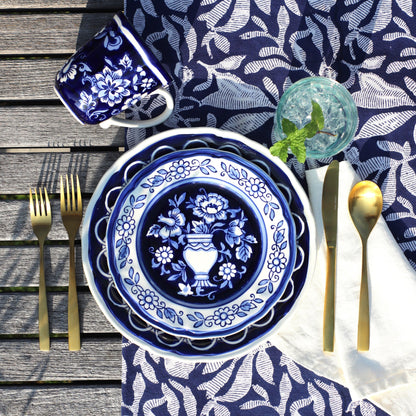 Blue Garden 4 Piece Hand-painted Salad Plates