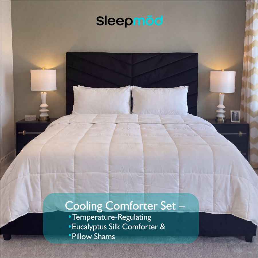 Cooling Comforter Set – Temperature-Regulating Eucalyptus Silk Comforter & Pillow Shams
