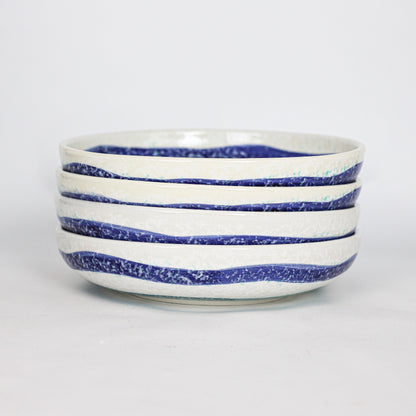 Menorca 4 Piece Meal Bowl Set - Blue and Turquoise Stripe