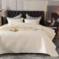 European-Style Quilted Bed Cover Three-Piece Tatami Double-Sided Minimalist Pure Color Bedspread Quiltedtextiles Bed Sheets Rural Large Kang Mat