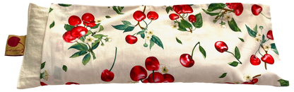 Rectangle/Cervical Pillow in Unbleached, Pre-washed, Natura Denim with Cherry Print Pillowcase