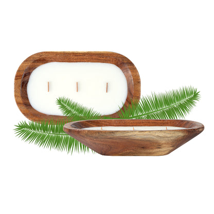Coco Casa Handmade Wood Bowl Candle - Vanilla - 9" x 5 1/2" x 2" - 1 count box