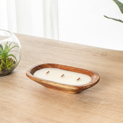 Coco Casa Handmade Wood Bowl Candle - Vanilla - 9" x 5 1/2" x 2" - 1 count box