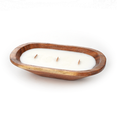 Coco Casa Handmade Wood Bowl Candle - Vanilla - 9" x 5 1/2" x 2" - 1 count box