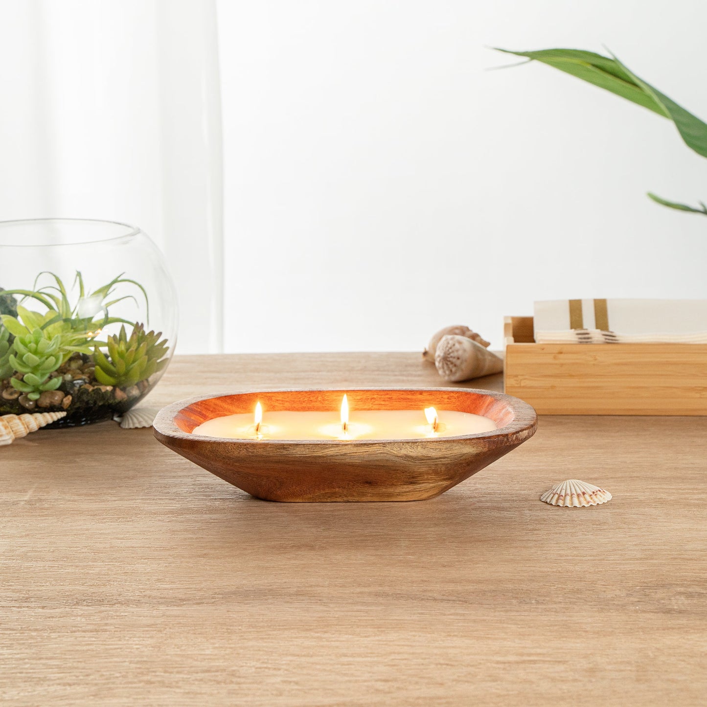 Coco Casa Handmade Wood Bowl Candle - Vanilla - 9" x 5 1/2" x 2" - 1 count box