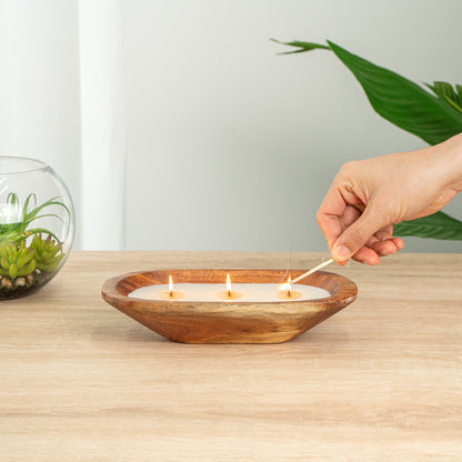 Coco Casa Handmade Wood Bowl Candle - Vanilla - 9" x 5 1/2" x 2" - 1 count box