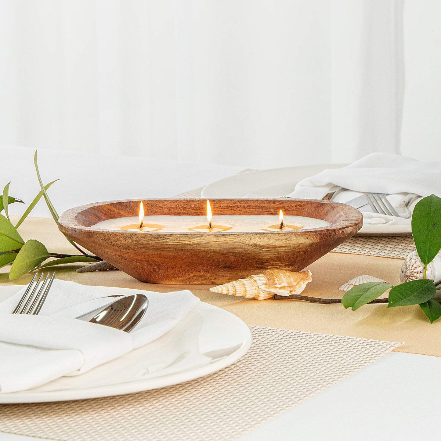 Coco Casa Handmade Wood Bowl Candle - Vanilla - 9" x 5 1/2" x 2" - 1 count box