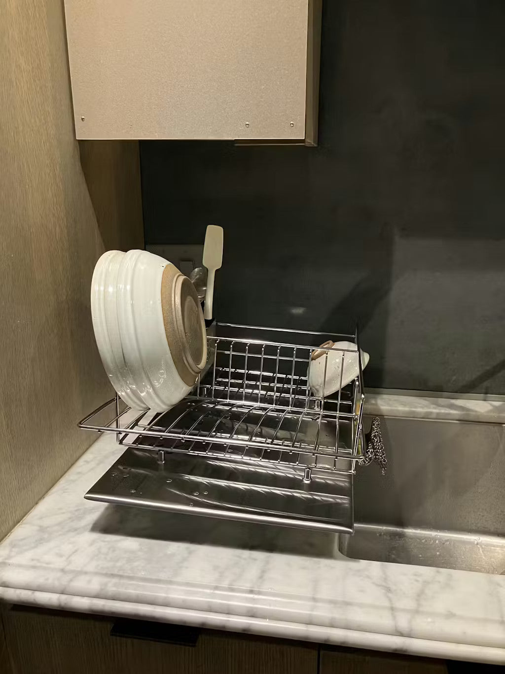 Rohan Stainless Steel Dish Rack Drainer with Cutlery Holder