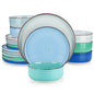 MALACASA Ceramic Dinnerware Set Handpainted Spiral Pattern