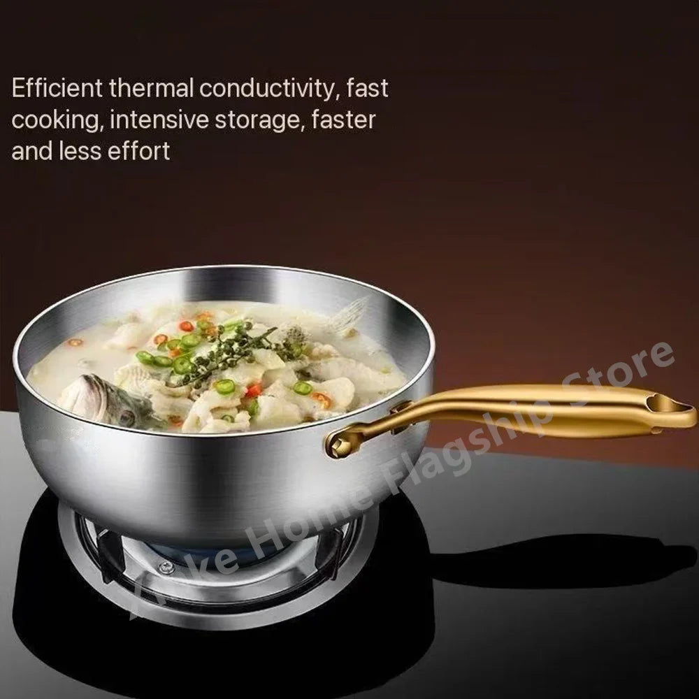 316 Stainless Steel Deepened Frying Pan — Uncoated Wok