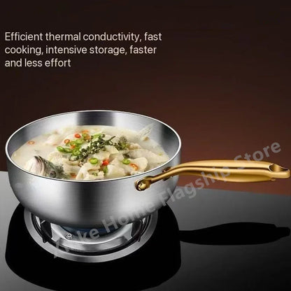 316 Stainless Steel Deepened Frying Pan — Uncoated Wok
