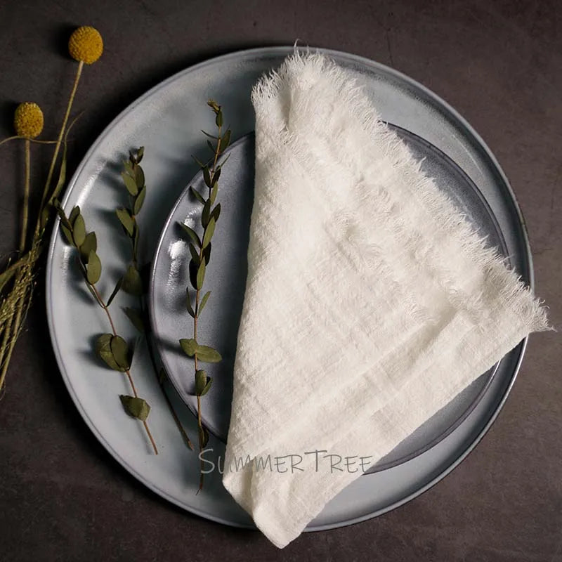 10pcs Large Napkins 41x41cm Rustic Cotton Gauze  Napkin Muslin Tea Towel Dinner Retro Cheesecloth Wedding Party Linen Decor