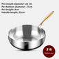 316 Stainless Steel Deepened Frying Pan — Uncoated Wok
