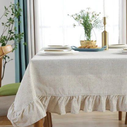 Ruffled Linen Tablecloth | Luxury Table Cover