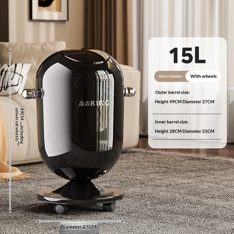 Waste Bins Swing Lid Trash Can Wheeled High Capacity Stylish Home Kitchen Living Room Bedroom Garbage Bin Trash Can Furniture