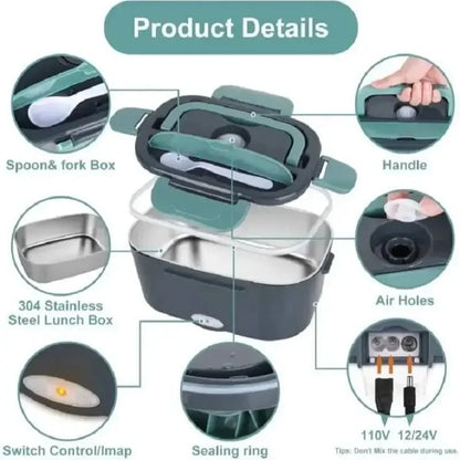 1.5L 60W Electric Lunch Box Food Warmer Portable Leak Proof Car Home Heater for Truckers Lunch Heating Microwave