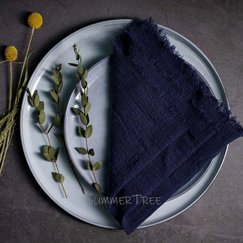 10pcs Large Napkins 41x41cm Rustic Cotton Gauze  Napkin Muslin Tea Towel Dinner Retro Cheesecloth Wedding Party Linen Decor