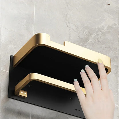 Wall-Mounted Toilet Paper Holder with Shelf - Aluminum Alloy Rustproof Bathroom Roll Holder