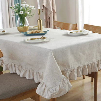 Ruffled Linen Tablecloth | Luxury Table Cover