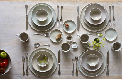 Shell Bisque Grey Porcelain 4 Piece Dinnerware Set, Service For 1