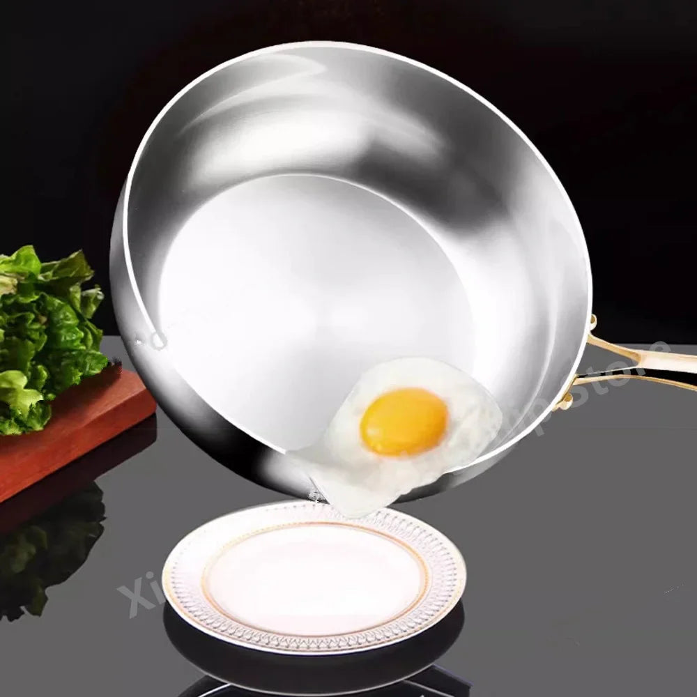 316 Stainless Steel Deepened Frying Pan — Uncoated Wok