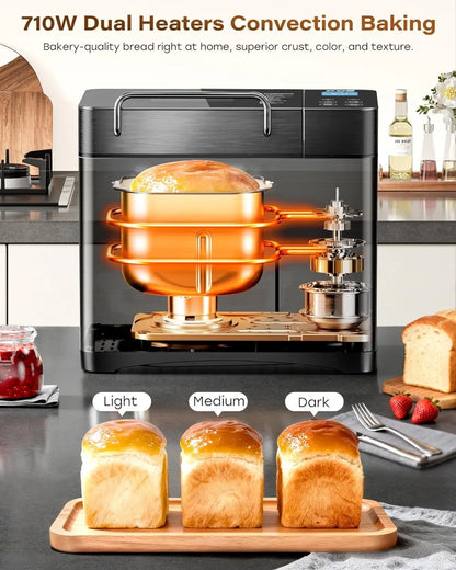 710W Convection Bread Maker With Dual Heaters And Nut Dispenser