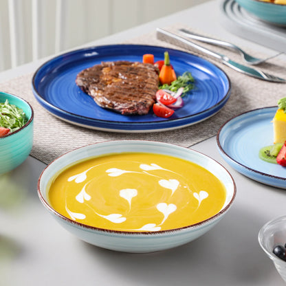 MALACASA Ceramic Dinnerware Set Handpainted Spiral Pattern