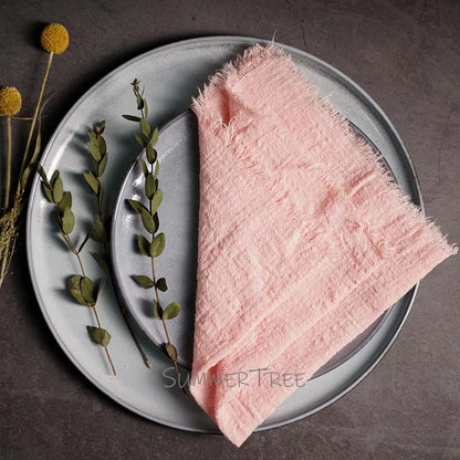 10pcs Large Napkins 41x41cm Rustic Cotton Gauze  Napkin Muslin Tea Towel Dinner Retro Cheesecloth Wedding Party Linen Decor
