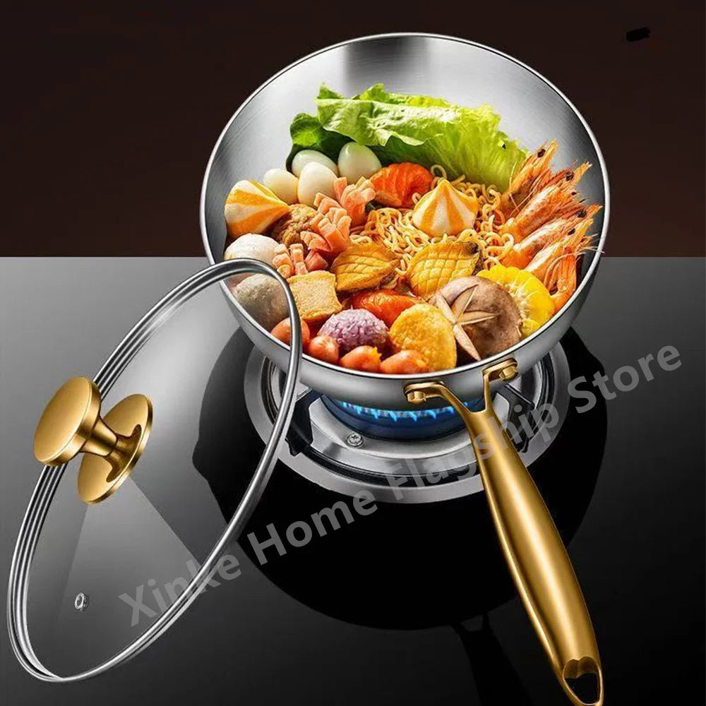 316 Stainless Steel Deepened Frying Pan — Uncoated Wok