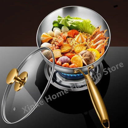 316 Stainless Steel Deepened Frying Pan — Uncoated Wok