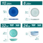 MALACASA Ceramic Dinnerware Set Handpainted Spiral Pattern