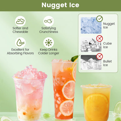 Self Dispensing Nugget Ice Maker Countertop with Soft Chewable Pellet Ice Cubes-Silver