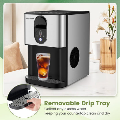 Self Dispensing Nugget Ice Maker Countertop with Soft Chewable Pellet Ice Cubes-Silver