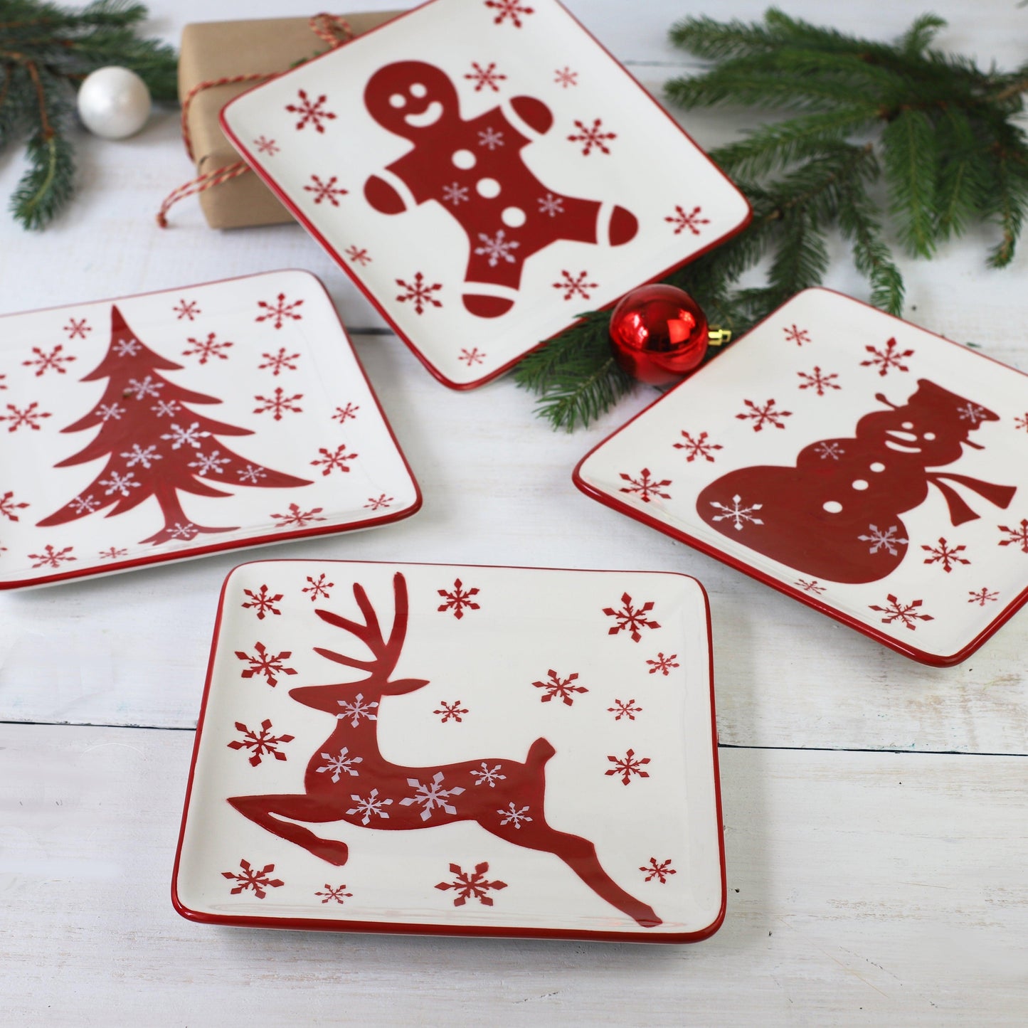 Winterfest  8-Inch Salad Plates | Dessert Plate, Set of 4