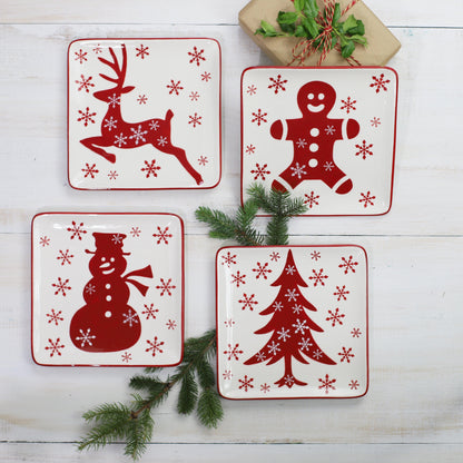 Winterfest  8-Inch Salad Plates | Dessert Plate, Set of 4