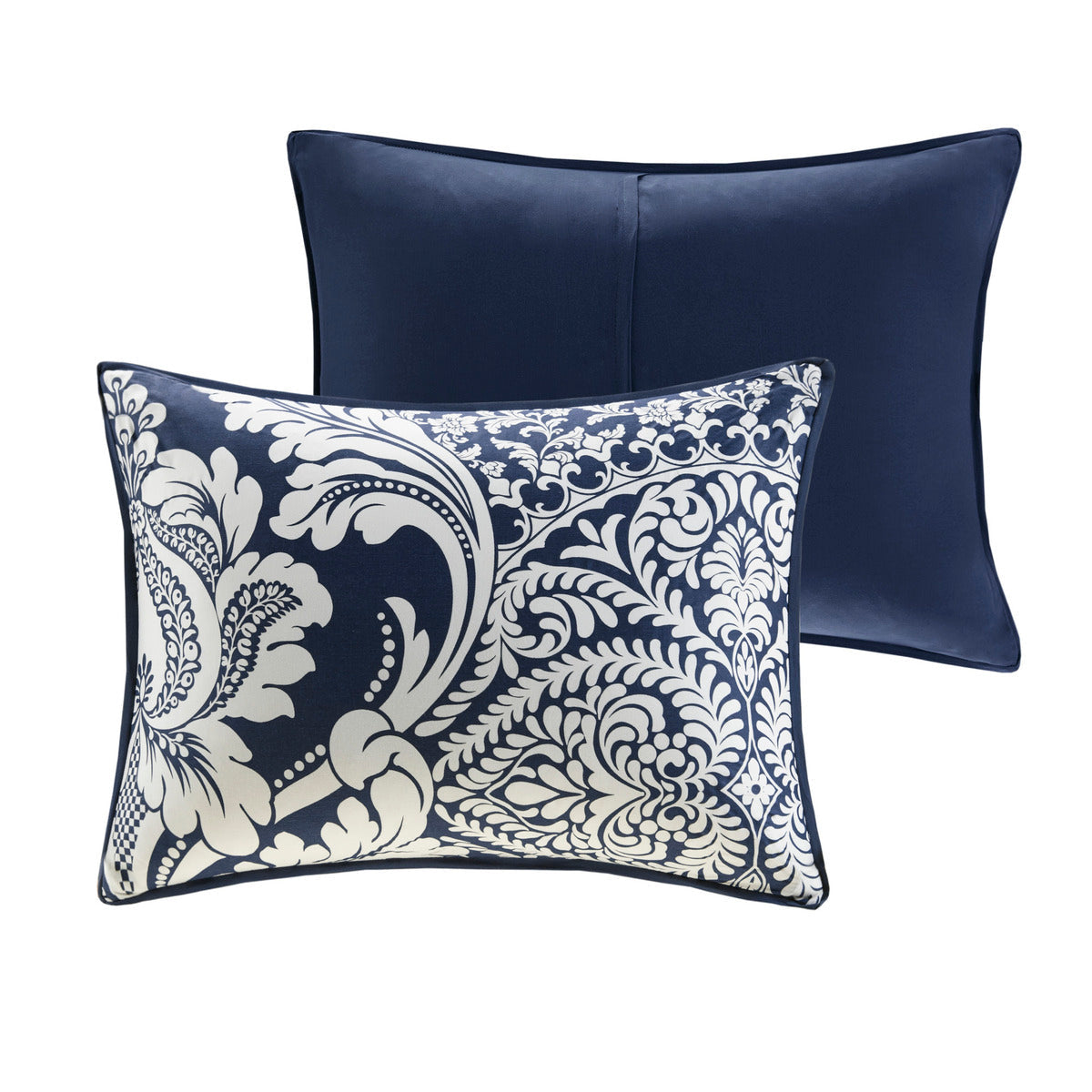 7 Piece Cotton Printed Comforter Set Indigo King