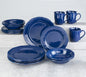 Siena 16 Piece  Stoneware Dinnerware Set, Service for 4, Cobalt Blue
