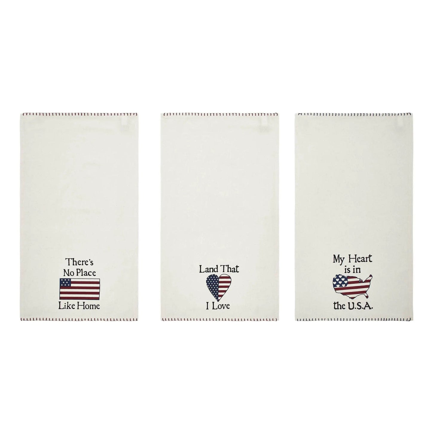 Patriotic Cotton Tea Towel Set of 3, 16x28