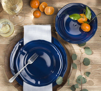 Siena 16 Piece  Stoneware Dinnerware Set, Service for 4, Cobalt Blue