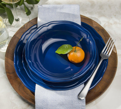Siena 16 Piece  Stoneware Dinnerware Set, Service for 4, Cobalt Blue