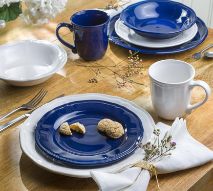 Siena 16 Piece  Stoneware Dinnerware Set, Service for 4, Cobalt Blue
