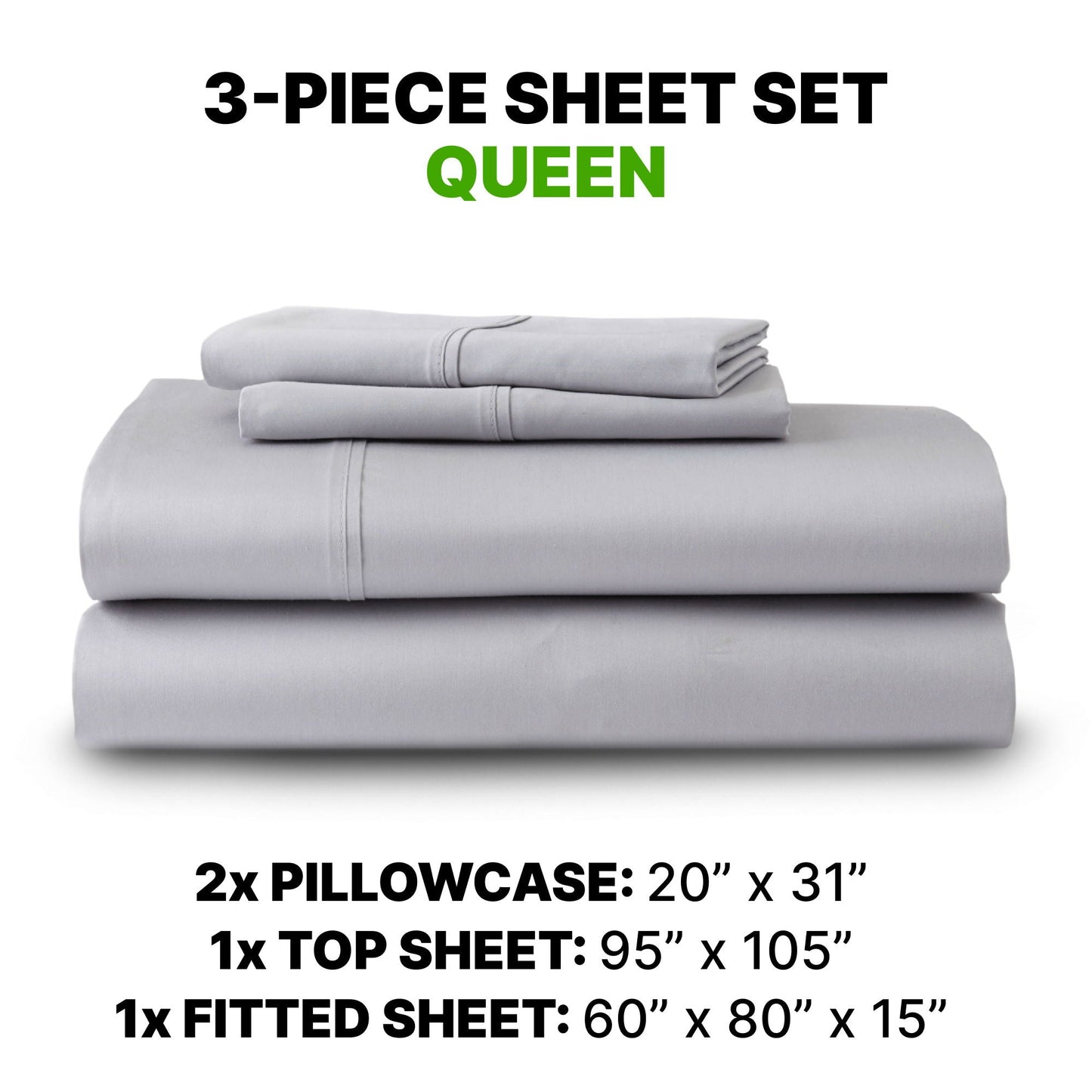 Sheet Set Luxurious Supima, Wrinkle Resistant, Breathable, With 2 Ghostgrip Band
