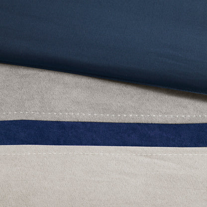 7 Piece Faux Suede Comforter Set Blue Queen