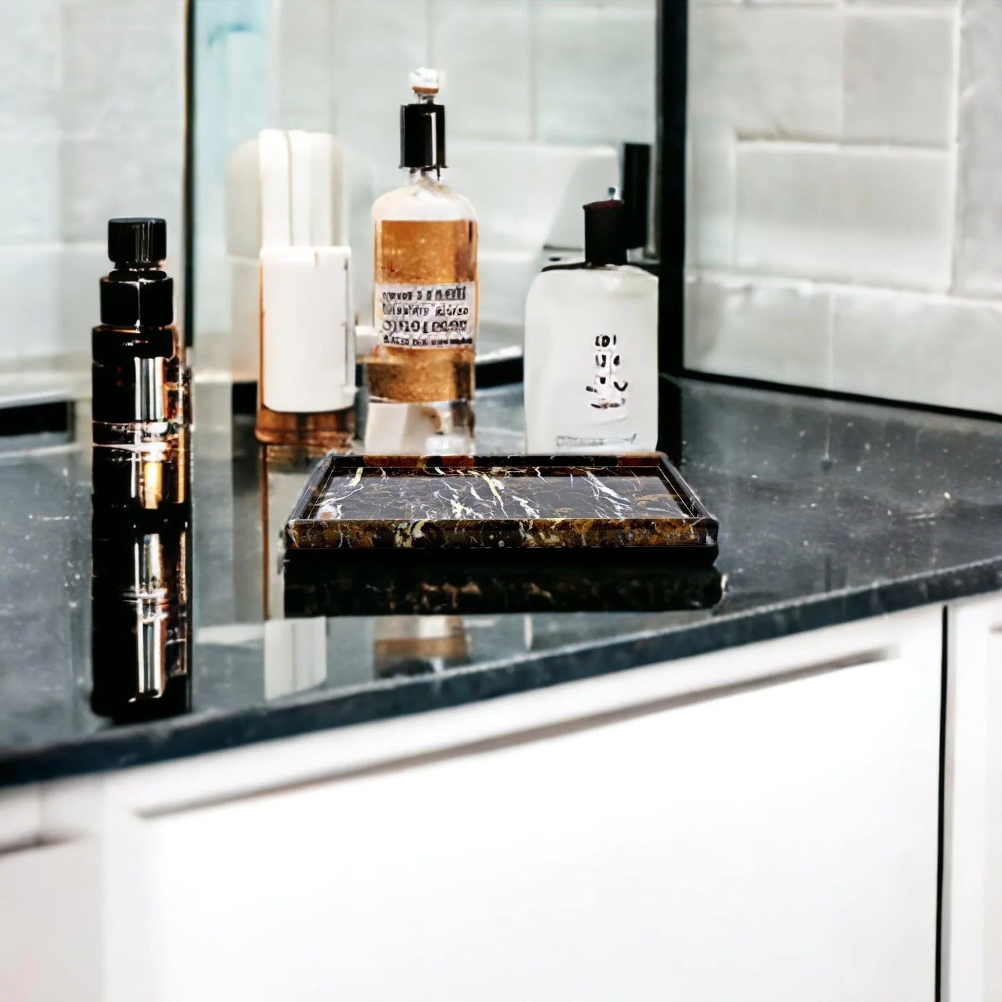 Bathroom Tray - Luxury Bathroom Vanity Tray of Michelangelo Marble