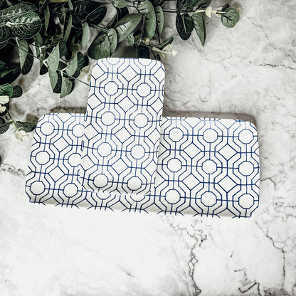 Chinoiserie Blue White Serving Tray Set 4pc Assorted Large and Small