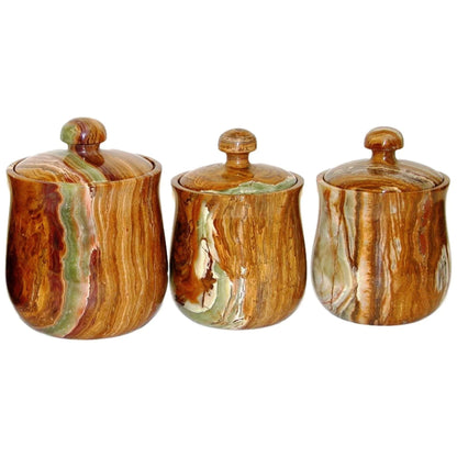 Cookie Jar - Kitchen Canister of Multi Brown Onyx