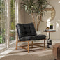 Oxford 26.5" Leather Mid-Century Modern Accent Chair, Noir