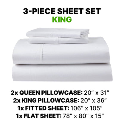 Sheet Set Luxurious Supima, Wrinkle Resistant, Breathable, With 2 Ghostgrip Band