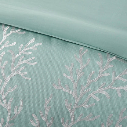Oversized Cotton Jacquard Comforter Set - Aqua - Queen