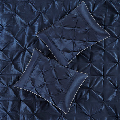 7 Piece Tufted Comforter Set Navy King